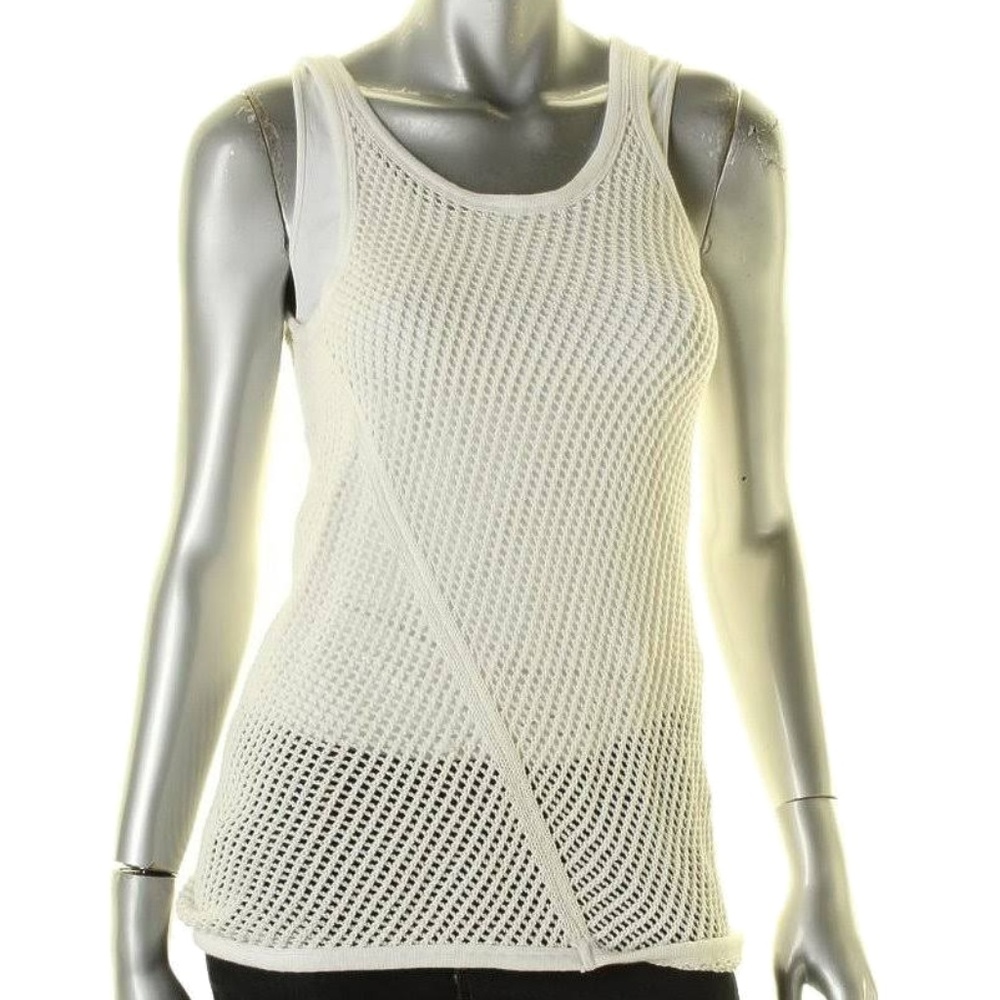 DKNY Sleeveless Stretch Mesh Knit Top